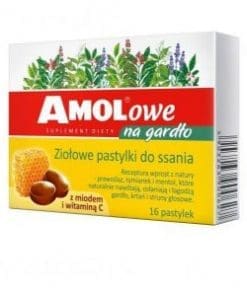 Amolowe na gardło z miodem i witaminą C 16 pastylek
