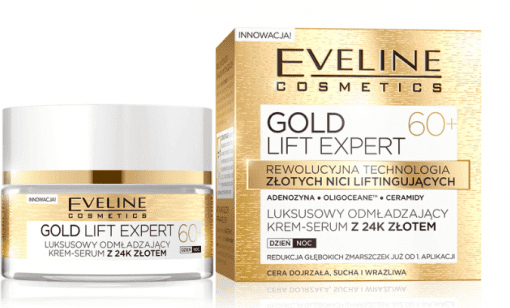 Eveline Gold Lift krem-serum 60+ luksusowy odmladzający z 24K zlotem na dzien na noc - 50ml