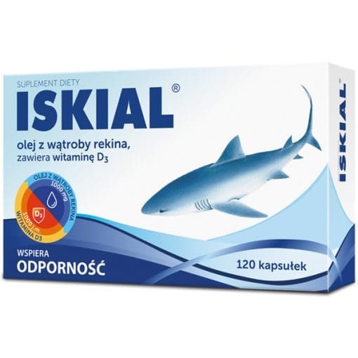 Iskial olej z wątroby rekina + witamina  D3 - 120kapsułek