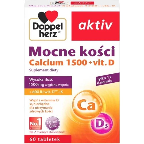 Doppelherz Aktiv Mocne kości Calcium 1500+vit D 60 tabletek