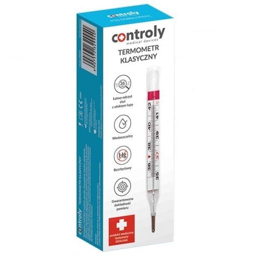 Termometr lekarski szklany Controlny - 1sztuki