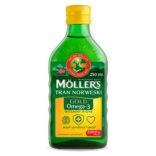 Moller's Gold Omega-3 Tran Norweski płyn o smaku cytrynowym 250 ml
