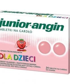 Junior-angin tabletki na gardło dla dzieci o smaku truskawkowym 24 tabletki
