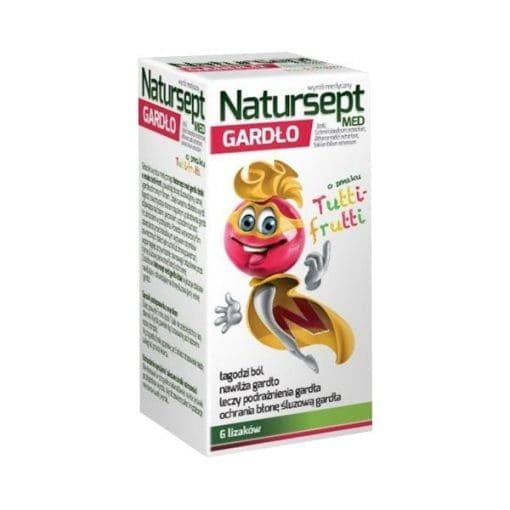 NaturSept Med Gardło lizaki o smaku tutti frutti 6 sztuk
