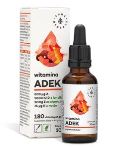 Aura Herbals Witamina A + D3 (2000IU) + E + K2MK7 ADEK krople 30 ml