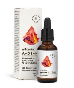 Aura Herbals Witamina A + D3 (2000IU) + E + K2MK7 ADEK krople 30 ml