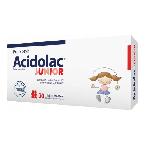 Acidolac Junior o smaku truskawkowym 20 misio-tabletek