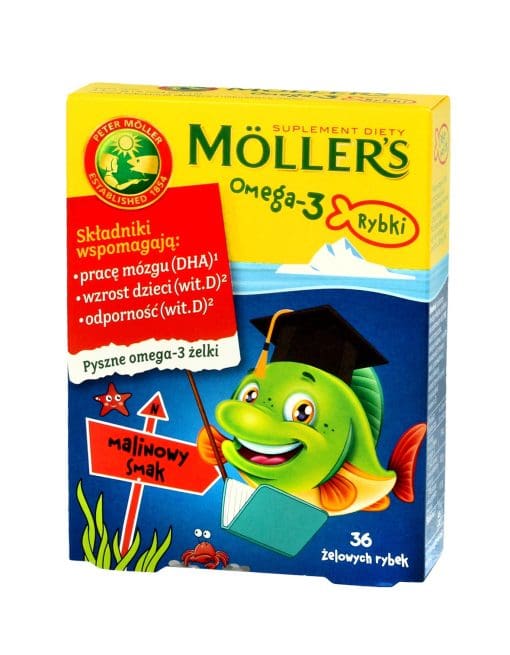 Tran Mollers Rrbki Malinowy Smak Omega-3 - 36rybki żelowe