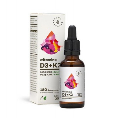 Aura Herbals Witamina D3(2000 + 90 µg)K2MK7 - 30ml