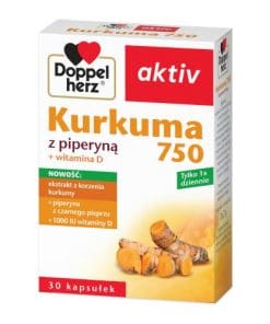 Doppelherz Aktiv Kurkuma 750 z piperyną + witamina D 30 kapsułek