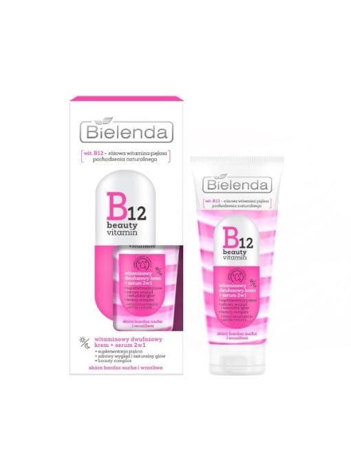 Bielenda B12 Beauty Vitamine Witaminowy 2-fazowy krem + serum 2w1 na dzień i na noc - 50ml