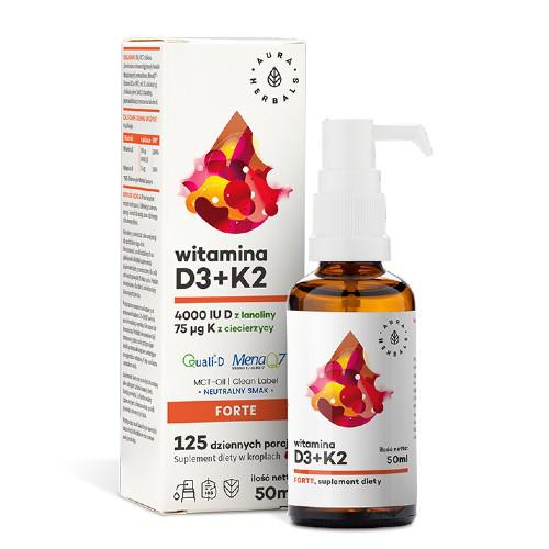 Aura Herbals Witamina D3 4000+ K2 krople – 50ml
