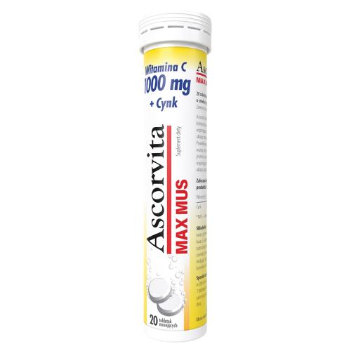 Ascorvita Max Mus Witamina C 1000 mg + Cynk 20 tabletek musujacych