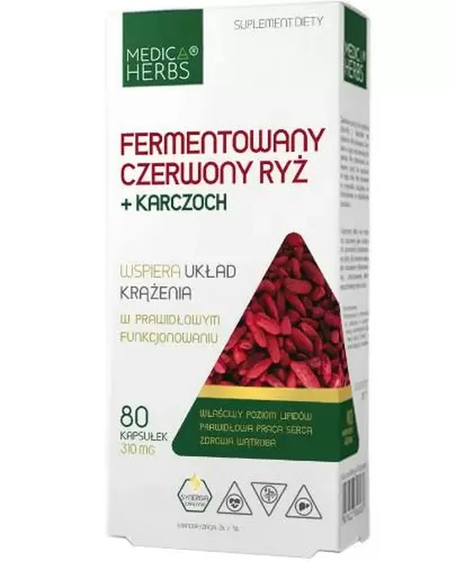 Medica Herbs Fermentowany czerwony ryż + karczoch 80 kapsułek